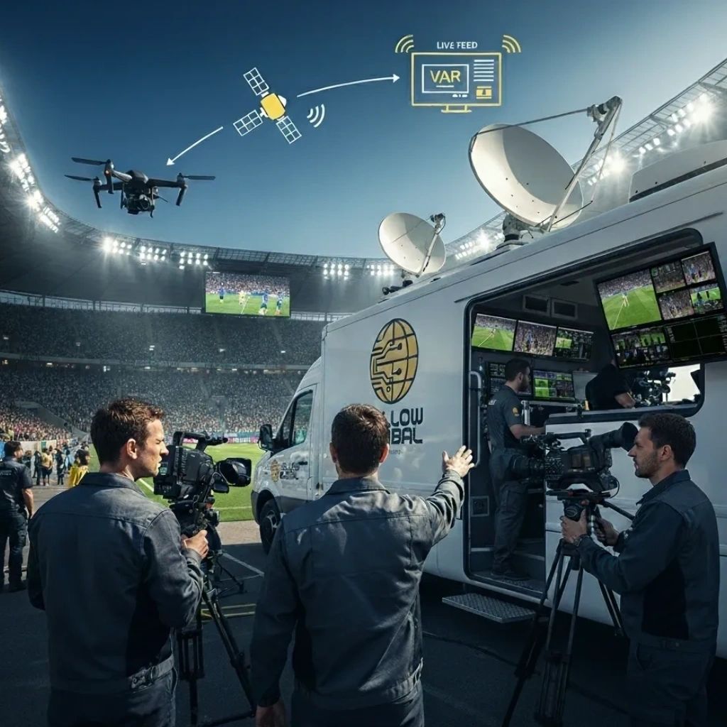 Yellow Global OB Van, Satellite Uplink and Stadium VAR Feed